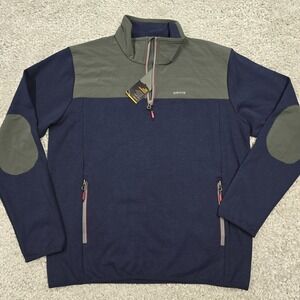 Orvis Mens M Blue Quarter Zip Pullover NWT Outdoor Fleece Elbow Patch Hiking